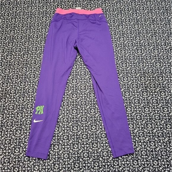 Nike Pro DRI-FIT Women's Medium Purple & Hot Pink Athletic Gym Workout Leggings - Picture 2 of 7